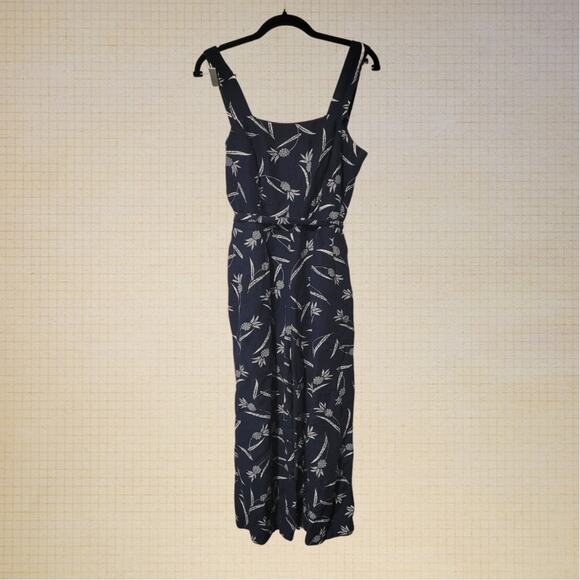 Ann Taylor Pants - Modern Classic Ann Taylor Petite Wide Leg Cotton Linen Jumper Size 2 Floral Navy